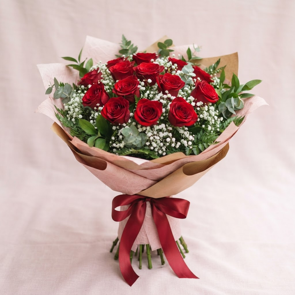 Buquê com 12 Rosas