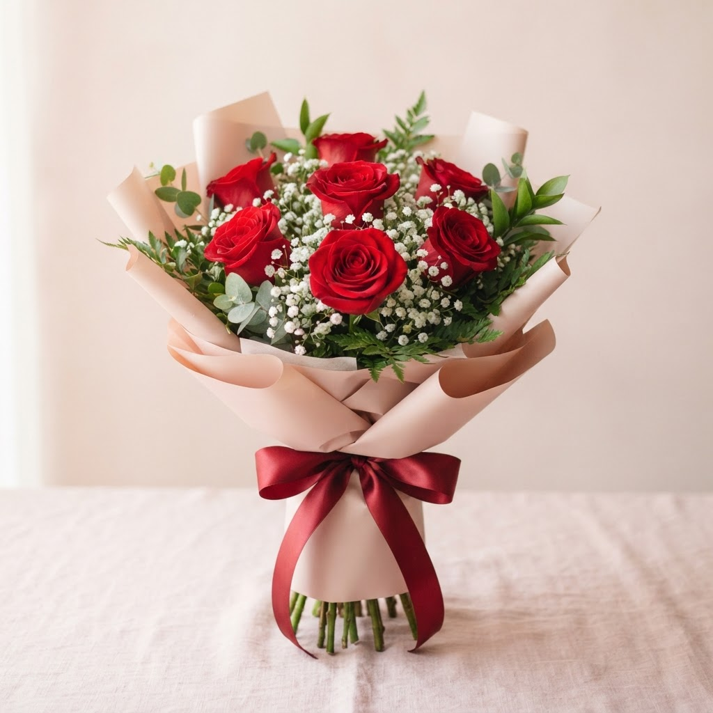Buquê com 6 Rosas