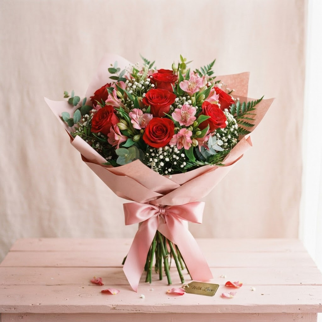 Buquê de Rosas com Astromélias